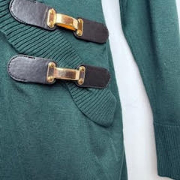 INC International Concepts Buckle Tunic Sweater Hunter Green Women’s Size L NWT - Picture 4 of 12